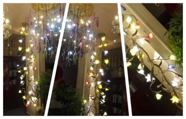 Custom handmade glass decorative lighting lobby hotel lobby custom stained glass chandelier-1