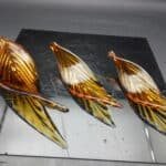 Top-quality handmade blown glass art Handmade Murano glass amber grain wisp leaf shape-3